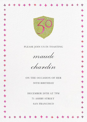 Birthday Crest - 30th Birthday Invitation by Happy Menocal
