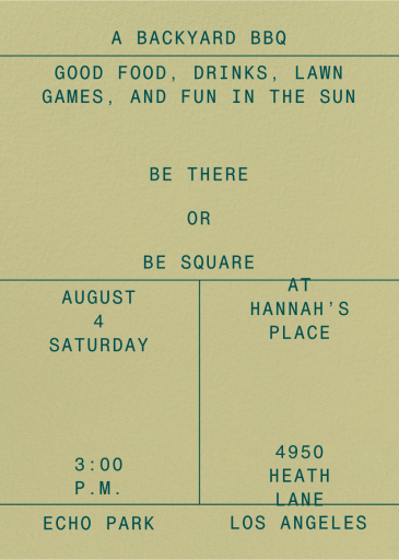 The Deets - BBQ Invitation by Goods Gang