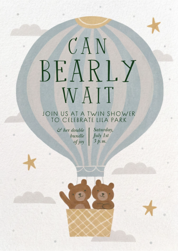 Hot Air Balloon Bear - Baby Shower Invitation by Paperless Post
