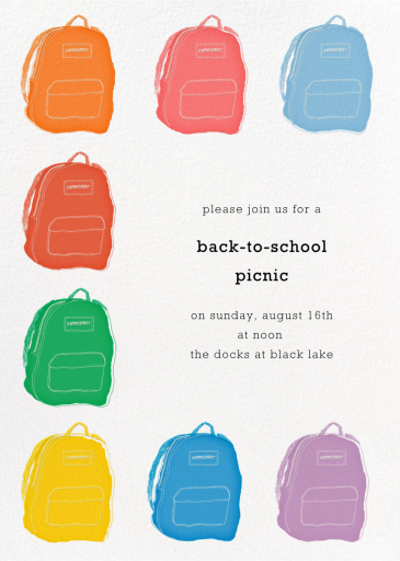 Backpacks - Back to School Invitation by Paperless Post