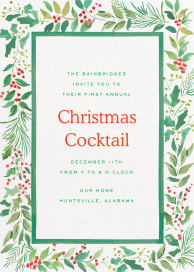 Holly and Sprig Border (Gina Langford) - Christmas Party Invitation by Dogwood Hill