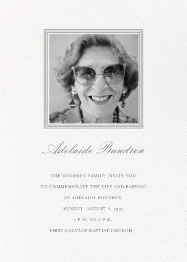 Photo Framed Memorial Invitation