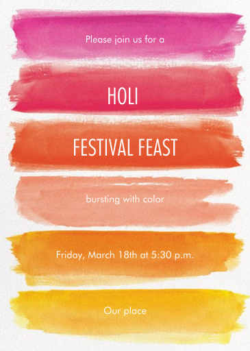 Rainbow Brushstrokes - Holi Invitation by Paper Source