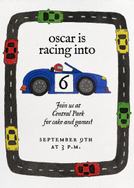 Race Car Track Border Invitation