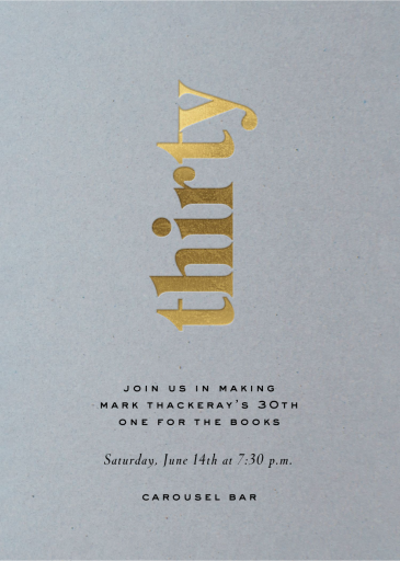Sideways Lettering - 30th Birthday Invitation by Paperless Post