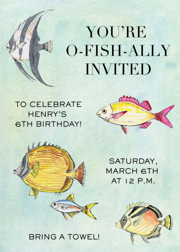 Watercolor Fish Birthday Invitation