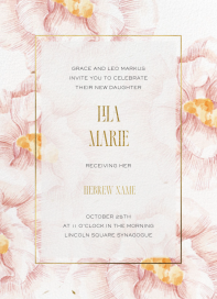Pink Petals - Bris/Baby Naming Invitation by Sketch Design Studio