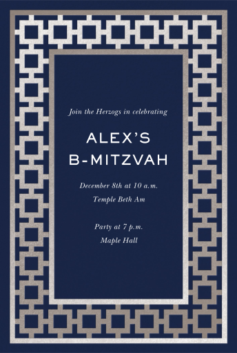 Navy Silver Geometric Invitation