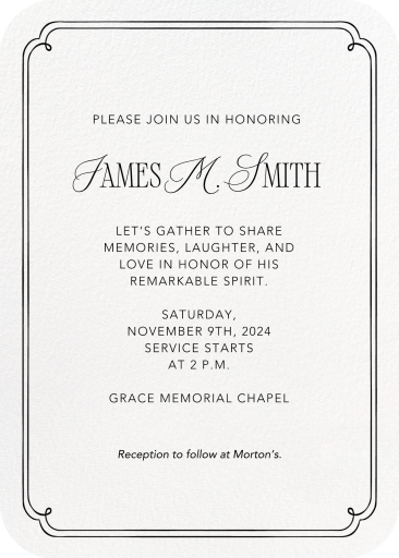 Double-Lined Border - Celebration of Life Invitation by Paperless Post - Back