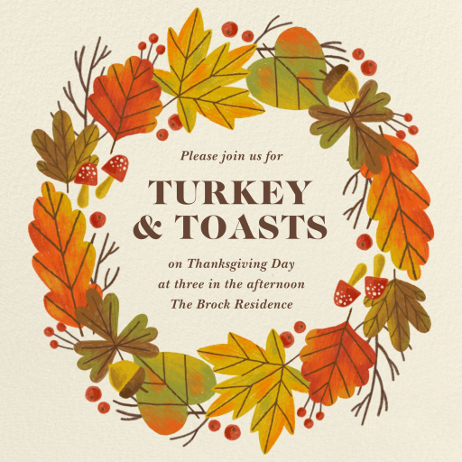 Autumn Wreath - Thanksgiving Invitation by Paperless Post