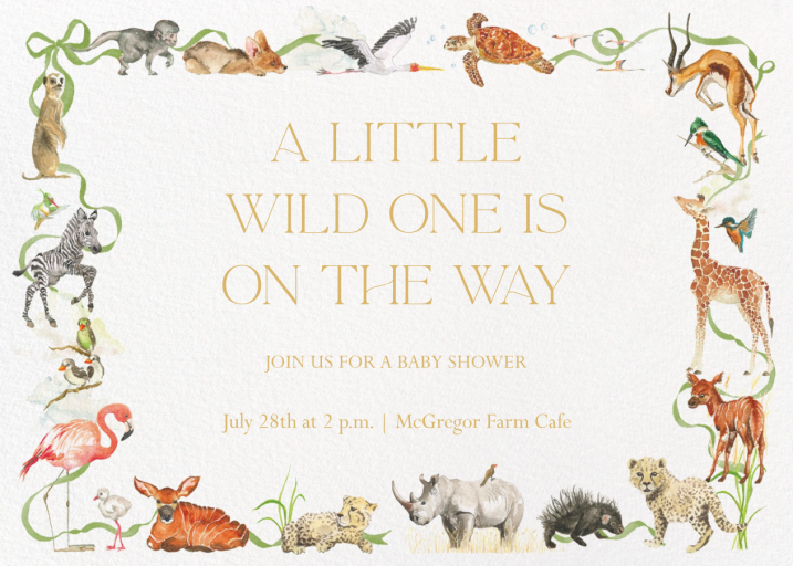 Safari Animals Border - Baby Shower Invitation by Clementina Sketchbook