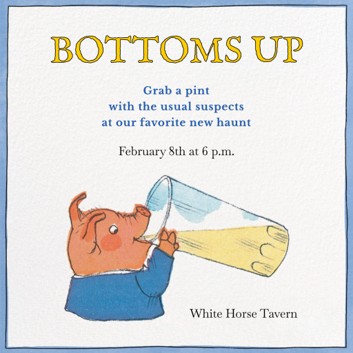 Bottomless Drinks - Happy Hour Invitation by Richard Scarry