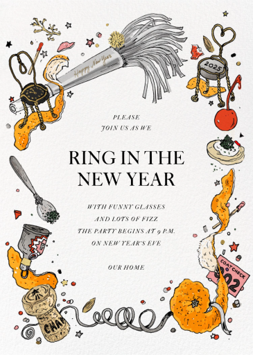 New Year’s Cheer - Invitation by Joana Avillez