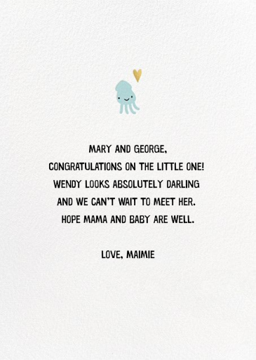 Underwater Welcome - New Baby Card by Hello!Lucky - Back