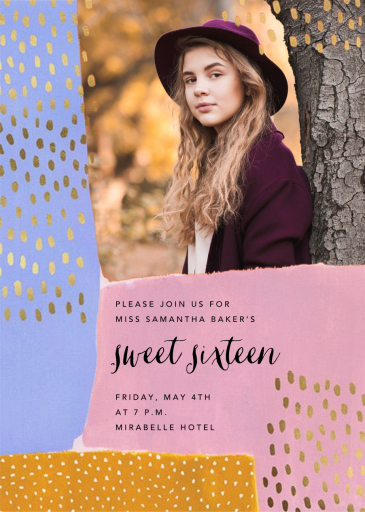 Dappled Blocks Photo - Sweet 16 Invitation by Ashley G