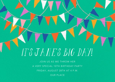 Invitación con banderines de colores