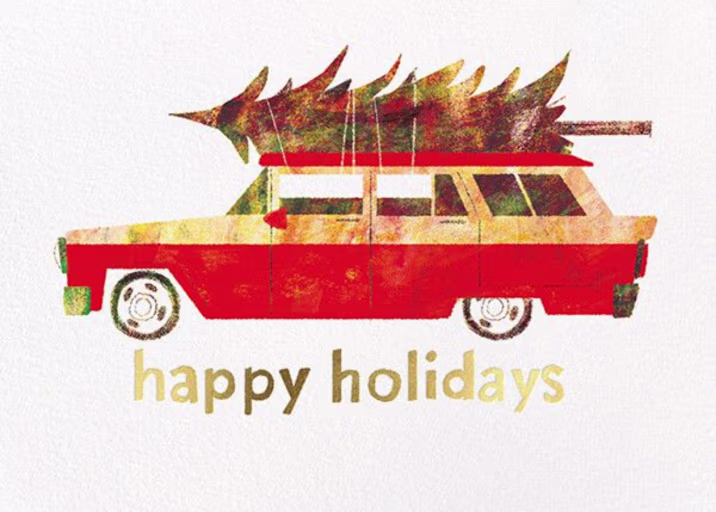 Tree on Board (Chris Sasaki) - Holiday Card by Red Cap Cards