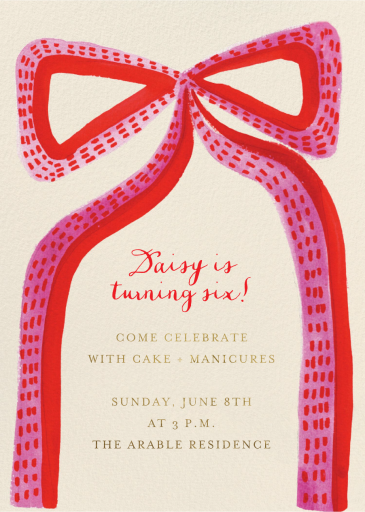 Spotted Bow - Birthday Invitation by Mr. Boddington's Studio