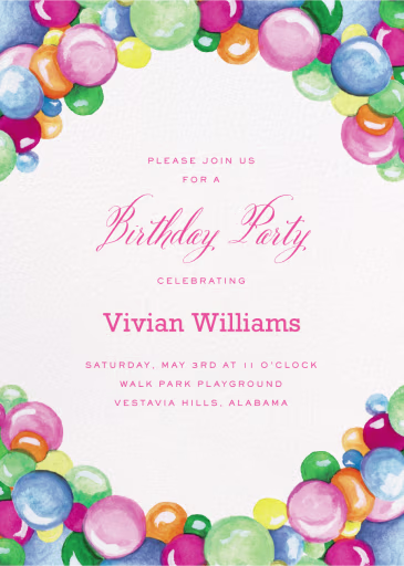 Colorful Balloons (Lucy Young) - Birthday Invitation by Dogwood Hill
