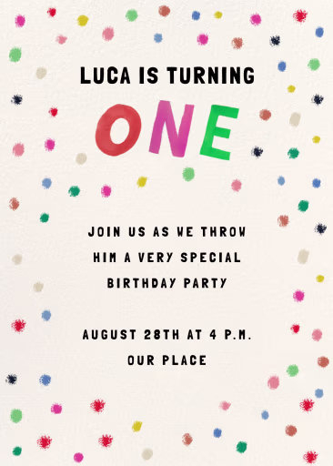 Confetti Dots - Birthday Invitation by Mr. Boddington's Studio