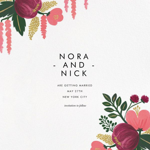 Raspberry Floral (Photo Save the Date) by Rifle Paper Co. - Back