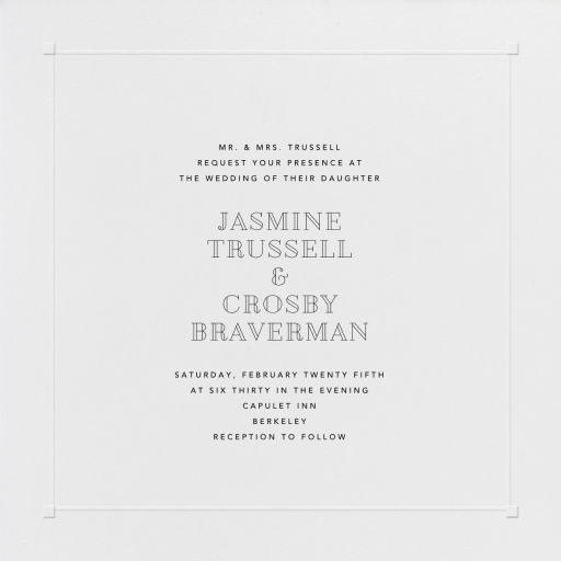 Square Embossed Corners - Wedding Invitation by Paperless Post