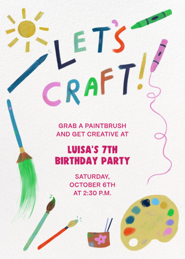 Craft Supplies Kids Invitation