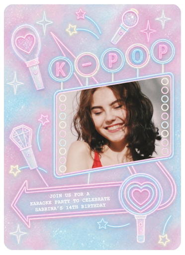 Photo Neon K-Pop Star Invitation