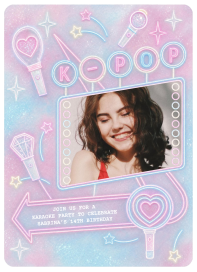 Photo Neon K-Pop Star Invitation