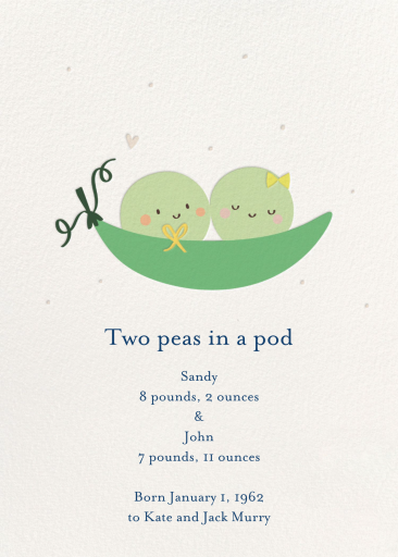Two Peas in a Pod Twins Announcement