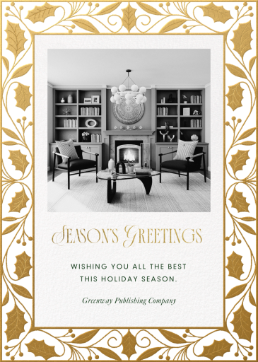 Golden Holly Tall - Business Holiday Card by Paperless Post