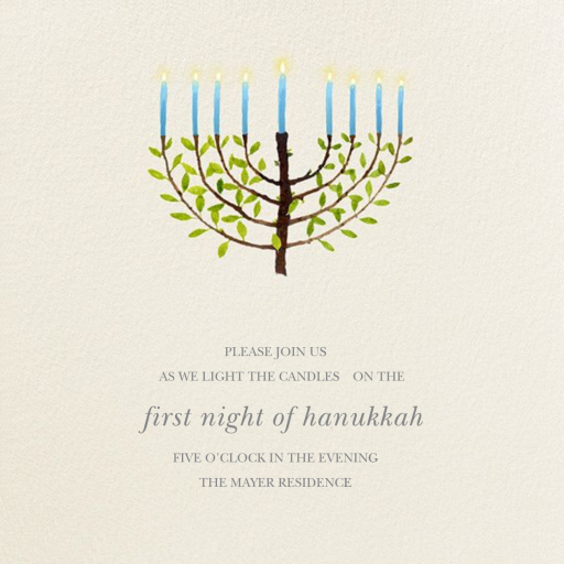 Olive Tree Menorah - Winter Party Invitation by Felix Doolittle