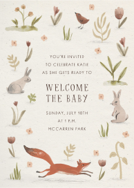 The Fox and the Hare - Baby Shower Invitation by Merrilee Liddiard