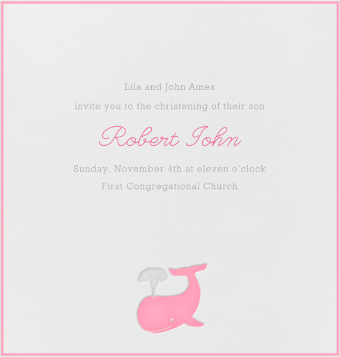Whale - Baptism & Christening Invitation by Paperless Post
