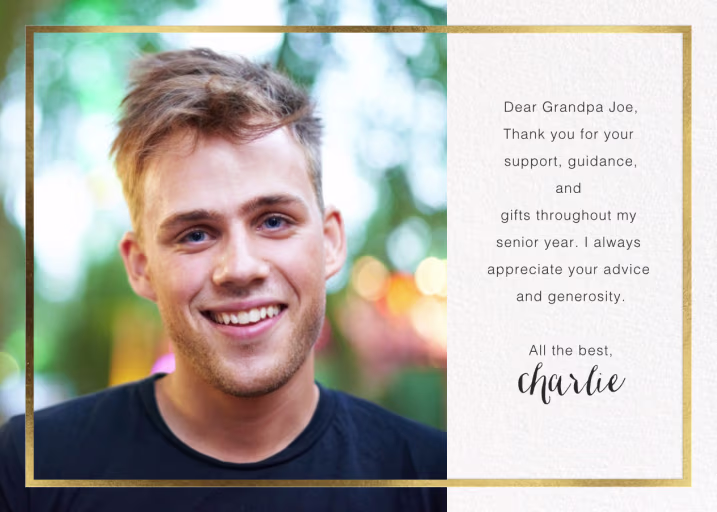Simple Gold Border (Photo) - Thank You Card by Paperless Post
