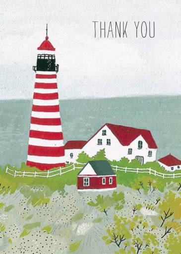 Maine Lighthouse (Becca Stadtlander) - Thank You Card by Red Cap Cards