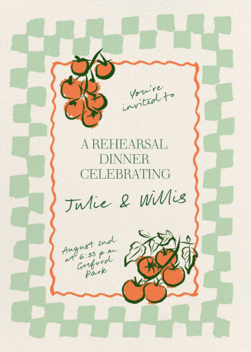 Tomato Stems - Rehearsal Dinner Invitation by Pulp Templates Co.