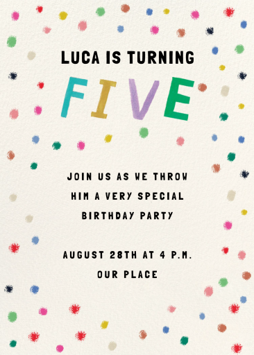 Confetti Dots - Birthday Invitation by Mr. Boddington's Studio