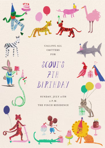 Zootacular - Birthday Invitation by Mr. Boddington's Studio