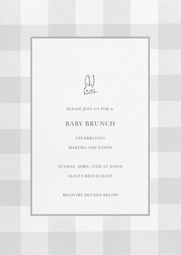 Buffalo Check Bunny - Baby Shower Invitation by Sugar Paper
