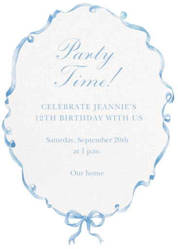 Blue Ribbon Frame Invitation