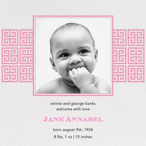 Greek Key Stripe - Birth Announcement by Jonathan Adler
