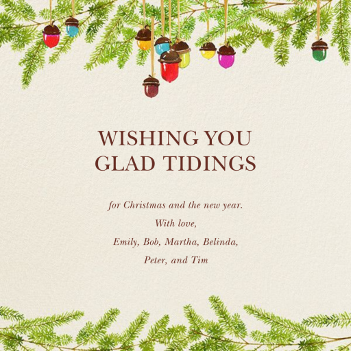 Acorn Ornaments - Christmas Card by Felix Doolittle