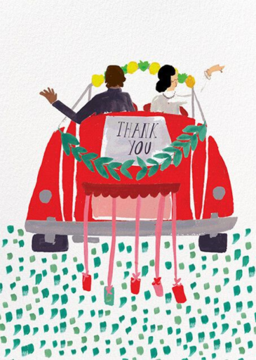 The Newlyweds Car - Thank You Card by Mr. Boddington's Studio