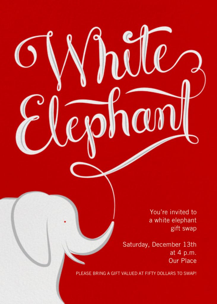 Free White Elephant Gift Exchange Holiday Party Communication Templates