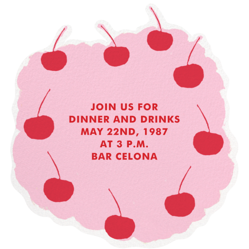 Pink Cherry Cake - Invitation by Iris + Marie - Back