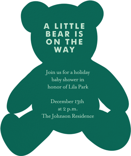 Plaid Bow Teddy Bear Invitation - Back
