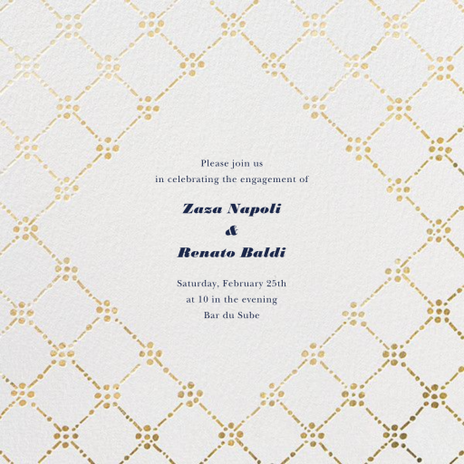 Pearl Embroidery (Square) - Engagement Party Invitation by Oscar de la Renta