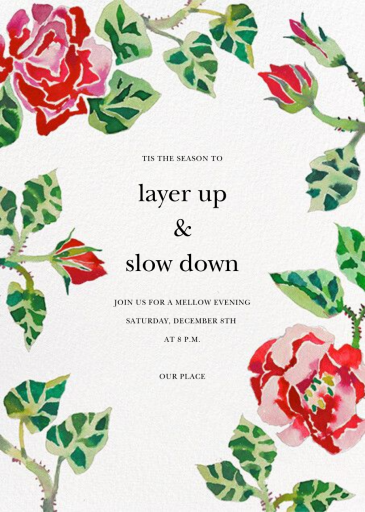 Rose Vines - Corporate Holiday Party Invitation by Happy Menocal