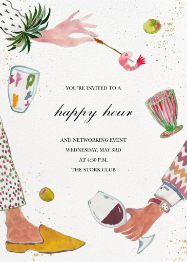 Illustrated Appetizers - Happy Hour Invitation by Happy Menocal